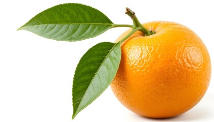 &ldquo;Fresh Ripe Orange Fruit with Green Leaves on White Background &ndash; Juicy Citrus Produce Symbolizing Natural Vitamins, Healthy Nutrition, Organic Food, and Clean Minimal Still Life Photography&rdquo;