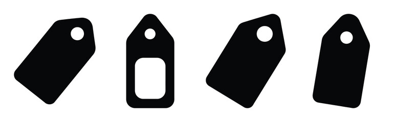 Set of vector tag price  icon in silhouettes. Vector illustration icon set
