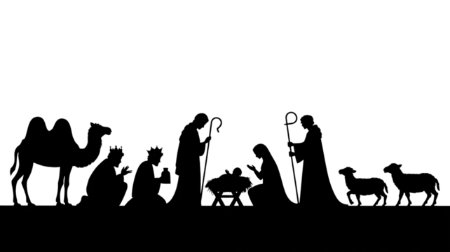 Celebrate the Miracle of Christmas with this Artistic Nativity Scene Design, Perfect for Holiday Cards, Church Banners, and Festive Seasonal Decorations projects