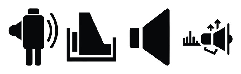 Set of vector volume high  icon in silhouettes. Vector illustration icon set