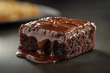 Decadent slice of chocolate lava cake, molten chocolate center oozing out, fudgy cake exterior, isolated background, studio lighting, perfect for dessert display advertising.
