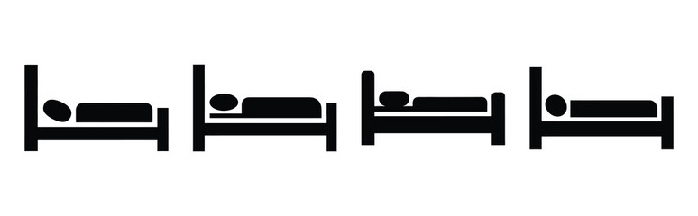 Set of vector bed  icon in silhouettes. Vector illustration icon set