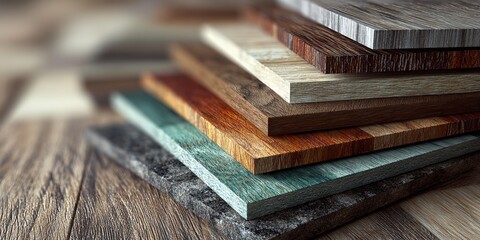 A stack of tiles with different colors and textures