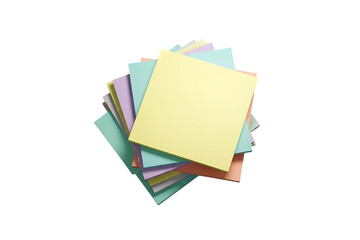 Colorful stack of square paper notes for creative design isolated cutout