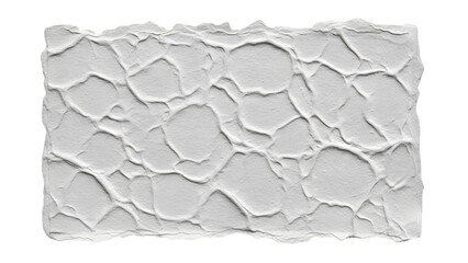 White textured surface with irregular polygonal shapes and rough edges isolated on a transparent background