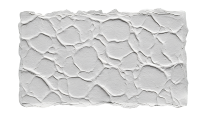 White textured surface with irregular polygonal shapes and rough edges isolated on a transparent background