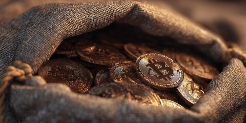Bitcoin in a canvas bag