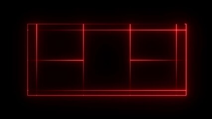 Neon lights match badminton isometric field animation on black background. 4K Video motion graphic animation - Powered by Adobe