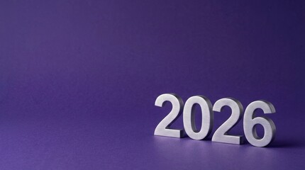 "2026" text isolated on solid purple background for 2026 new year calendar
