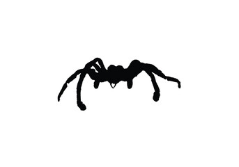 A stark black silhouette of a spider with eight legs against a clean white background, creating a minimalist and somewhat eerie visual.