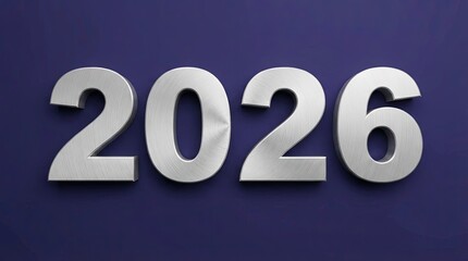 "2026" text isolated on solid blue background for 2026 new year calendar