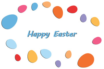 Easter spring frame, border with eggs. Template hand drawn design for banner, poster, card, paper. Holiday print. Vector illustration background.