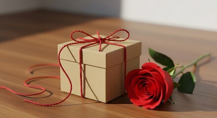 Elegant red rose with gift for romantic celebrations and thoughtful presents, perfect for Valentine's Day or special occasions