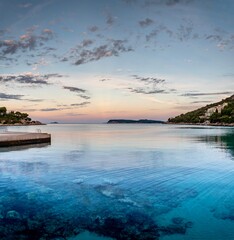 Obraz premium Croatia region Dalmatia city Dubrovnik Adriatic coast view at sunrise.