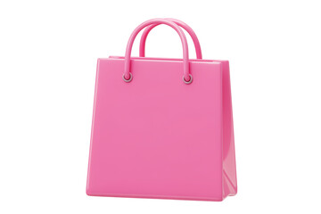 Pink shopping bag 3D render isolated on transparent background for design