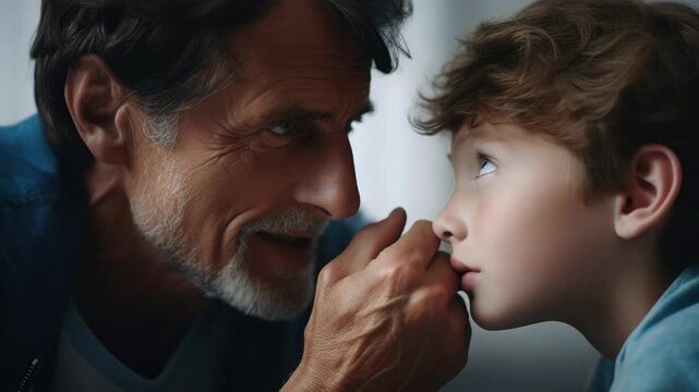 Emotional father and son moment