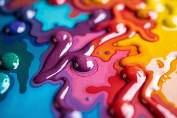 Close-up of vibrant colors swirling on an artist's palette, creating a mesmerizing abstract pattern.
