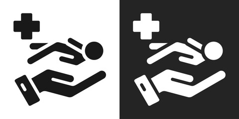 Patient Care Icon In Black And White Glyph Style