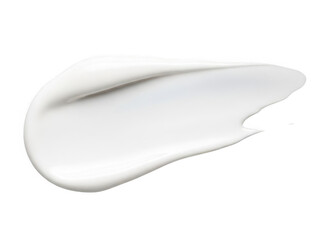 Swirl of white cosmetic cream or lotion texture smear isolated on transparent background for beauty product advertisement or packaging design element