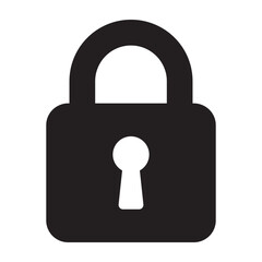Solid lock icon showing security symbol with simple bold shape suitable for protection and privacy design usage.