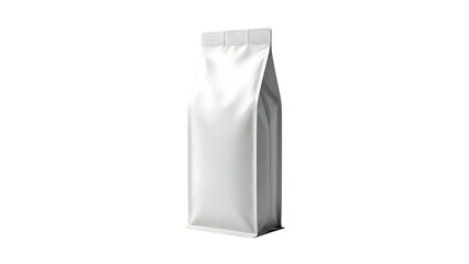 White Stand-Up Pouch &ndash; Sealed Food Packaging with Gusseted Bottom on Transparent Background
