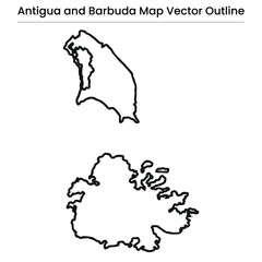 Antigua and Barbuda Map Vector Outline Editable Country Silhouette with Islands