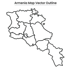 Armenia Map Vector Outline Editable Country Silhouette with Provinces.