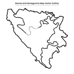 Bosnia and Herzegovina Map Vector Outline  Editable Country Silhouette with Entity Borders