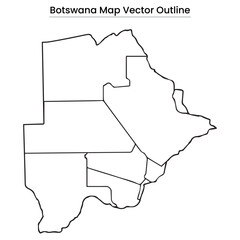 Botswana Map Vector Outline Editable Country Silhouette with District Borders