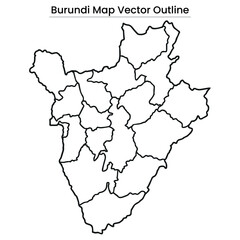Burundi Map Vector Outline  Editable Country Silhouette with Province Borders