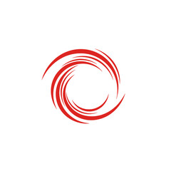 Obraz premium Red swirling lines forming a circular shape, representing motion and energy.