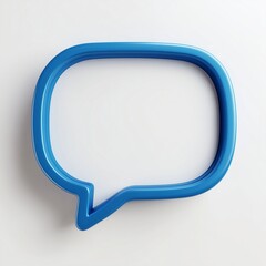 A 3D-rendered speech bubble with a blue border and white interior, Ideal for message, presentations, isolated on a white background. 