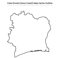 Cote d’Ivoire (Ivory Coast) Map Vector Outline Editable Country Silhouette with District Borders