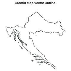 Croatia Map Vector Outline Editable Country Silhouette with County Borders