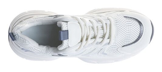 One stylish sneaker isolated on white, top view