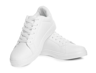 Pair of stylish sneakers isolated on white