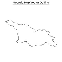 Georgia Map Vector Outline Editable Country Silhouette with Regions