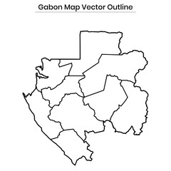 Gabon Map Vector Outline Editable Country Silhouette with Provinces