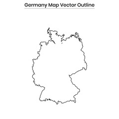 Germany Map Vector Outline Editable Country Silhouette with States