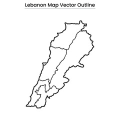 Lebanon Map Vector Outline Editable Country Silhouette with Governorates