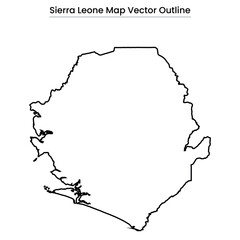 Sierra Leone Map Vector Outline Editable Country Silhouette with Regional Borders