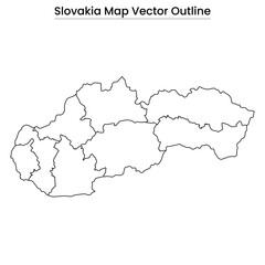 Slovakia Map Vector Outline Editable Country Silhouette with Regional Borders