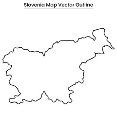 Slovenia Map Vector Outline Editable Country Silhouette with Regional Borders