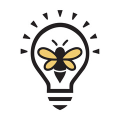 Fototapeta premium Glowing Bulb Bee Icon Bright Creative Symbol