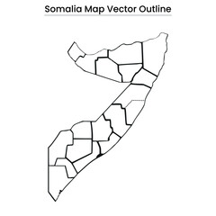 Obraz premium Somalia Map Vector Outline Editable Country Silhouette with Regional Borders