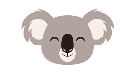 Simple and adorable flat design icon of a smiling koala bear face with closed eyes, showing a happy and cute expression.