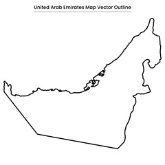 United Arab Emirates Map Vector Outline Editable Country Silhouette with Emirate Borders