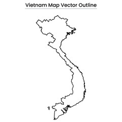 Vietnam Map Vector Outline Editable Country Silhouette with Regional Borders