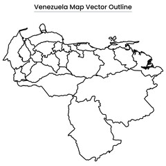 Venezuela Map Vector Outline Editable Country Silhouette with State Borders