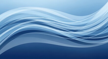 Abstract blue background with flowing translucent wave shapes